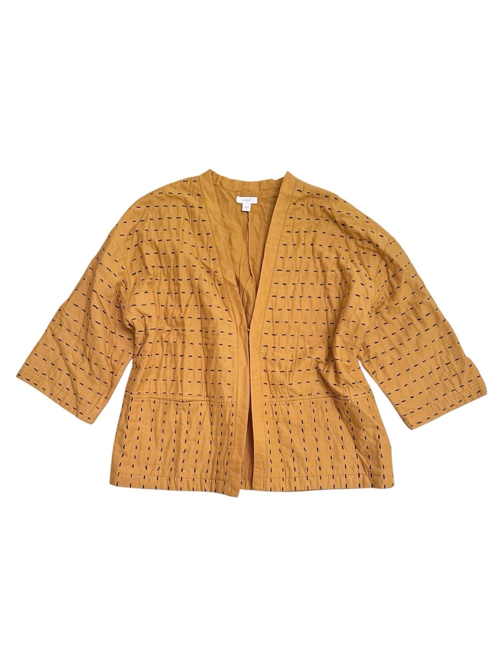J.Jill Pure Jill Kantha Stitched Kimono Jacket Goldenrod Small